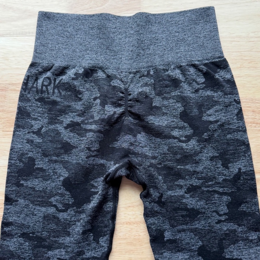 Gymshark Camo Seamless Leggings Small Black Grey High Waisted Women